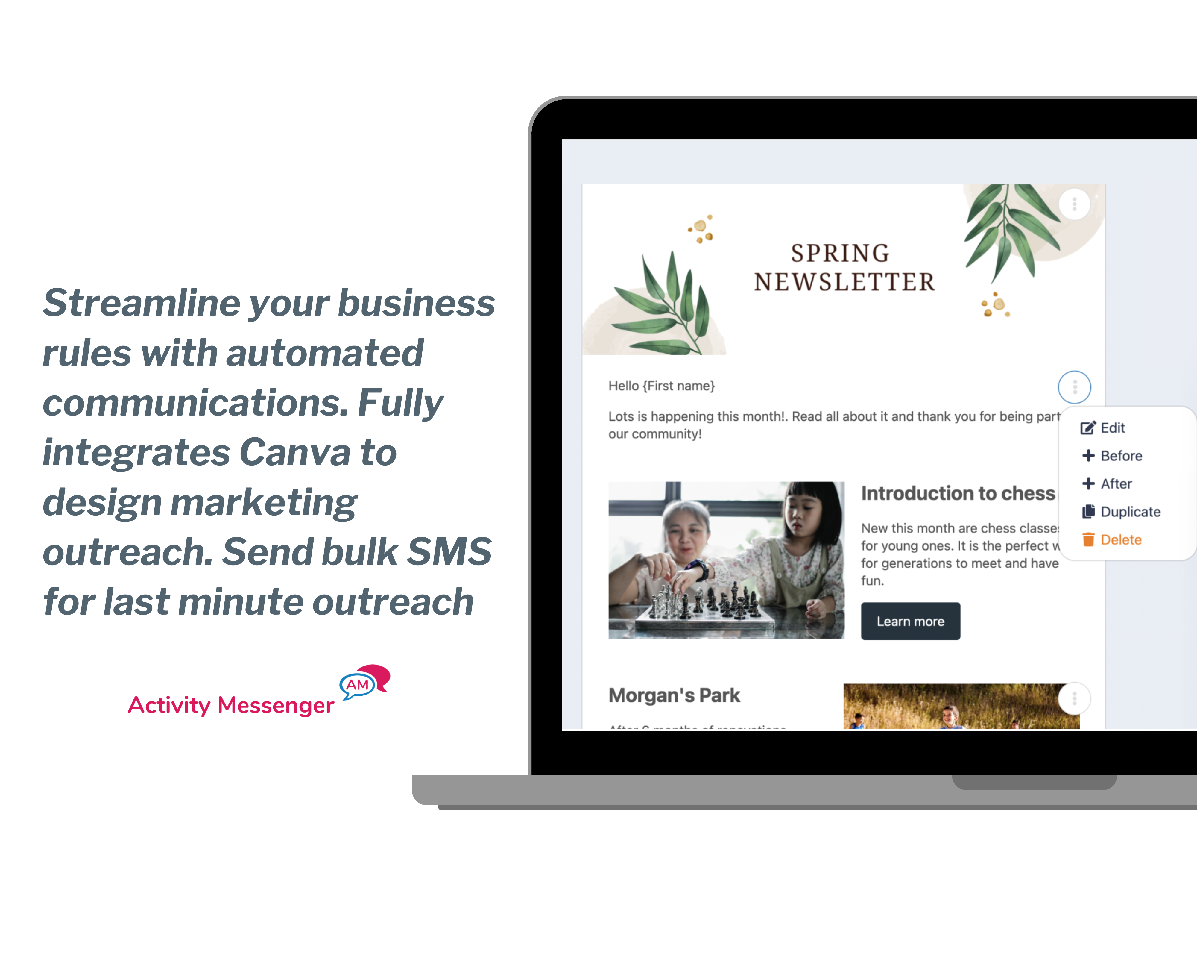 screenshot of Activity Messenger